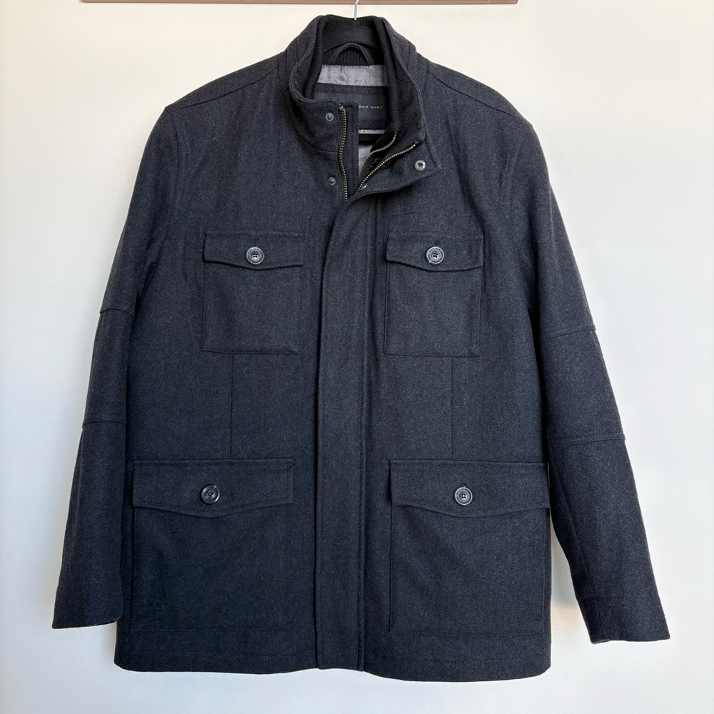 Andrew Marc Wool Blend Car Coat, Quilted Liner, Men’s L, Winter Field Coat